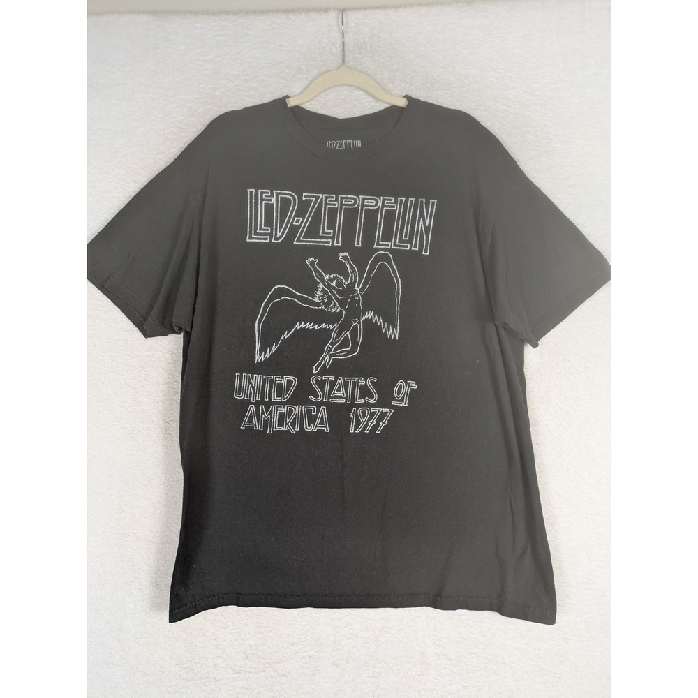 Led Zeppelin Graphic T-Shirt Men's XL Black 1977 US Tour Icarus Short Sleeve